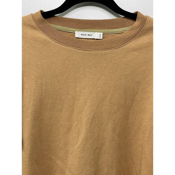 NWT MOD REF Charmaine Puff Sleeve Sweatshirt Long Sleeve Cotton Tan Women Size M - Picture 2 of 10